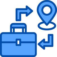 The location of the business is shown with a map pin and a suitcase vector