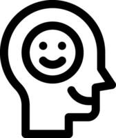 A black and white image of a smiling face in the head vector