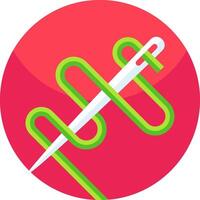 A needle and thread icon on a red background vector