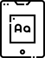 A black and white image of a tablet with the letter a vector