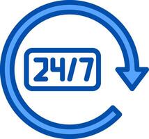 A blue circle with the word 24 7 in it vector