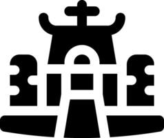 A black and white image of a building with a cross on top vector