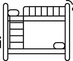 A line drawing of a bunk bed with a ladder vector