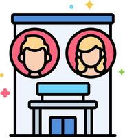 A couple is sitting in front of a vending machine vector