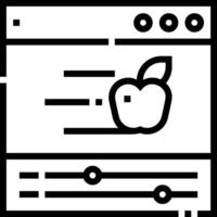 A black and white icon of an apple on a computer screen vector