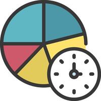 A pie chart and clock icon vector