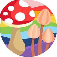 A mushroom and a rainbow background vector