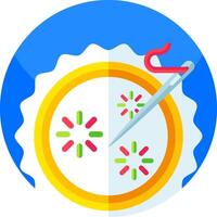A round button with a needle and a star vector