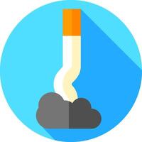 A cigarette with smoke coming out of it on a blue background vector