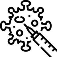 A black and white image of a syringe and a virus vector