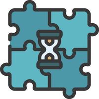 A puzzle piece with a clock inside vector