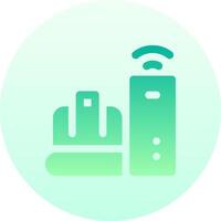 A green and white icon with a wifi router vector