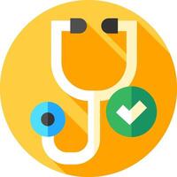 A stethoscope with a tick and a green check mark vector