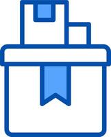 A blue box with a ribbon on it vector