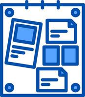 A blue and white icon of a clipboard and a folder vector