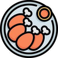 Plate with chicken and rice on it vector