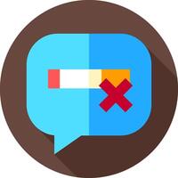 A speech bubble with a cigarette and an x vector