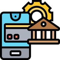 A phone and a bank with gears and a clock vector