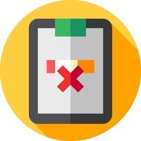 A tablet with an x on it and a red cross vector