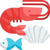 Shrimp, fish and shellfish icon set vector