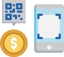A phone, a coin and a qr code vector