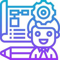 A man holding a pencil and a computer vector