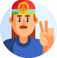 A man with a peace sign and a peace sign on his head vector