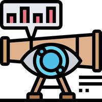 A telescope with an eye and a chart vector