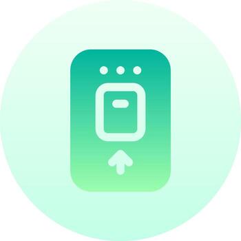 A green and blue button with an arrow pointing up vector