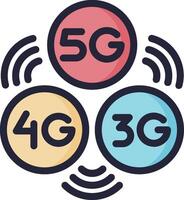The logo for 5g is shown in three different colors vector