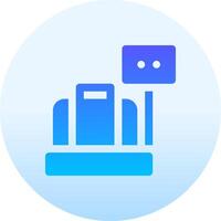 A blue and white icon with a suitcase and a phone vector