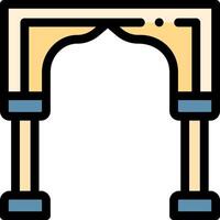 An arch with a door and a window vector