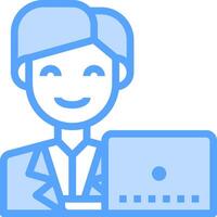 A man in a suit holding a laptop vector