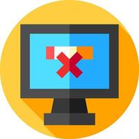 A computer monitor with an x symbol on it vector