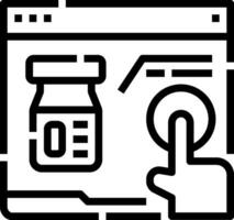 A hand pointing to a computer screen with a bottle and a jar vector