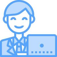A man in a suit holding a laptop vector