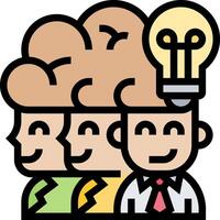 Three people with a light bulb above their heads vector