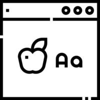 A black and white image of an apple and a letter a vector