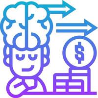 A man with a brain and money in front of him vector