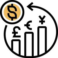 A dollar sign and a bar graph with a dollar sign vector