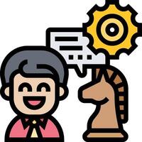 A man with a chess piece and a chat bubble vector