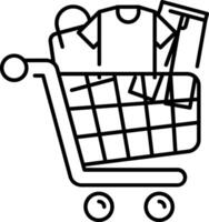 Shopping cart with clothes and other items vector