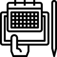 A calendar icon with a pen and a pencil vector