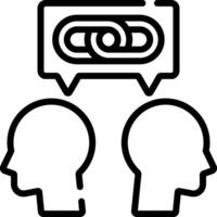 Two heads with a link icon on top of them vector