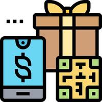 A gift box with a phone and a qr code vector