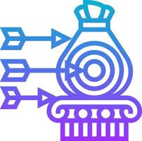 An icon of a bag with arrows and a target vector