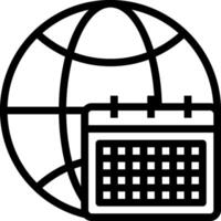 A calendar and globe icon on a white background vector