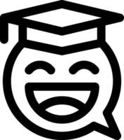 A black and white image of a graduation cap with a smiley face vector