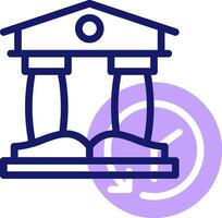 A building with a clock and a clock icon vector