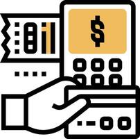 A hand holding a credit card and a phone with a dollar sign vector